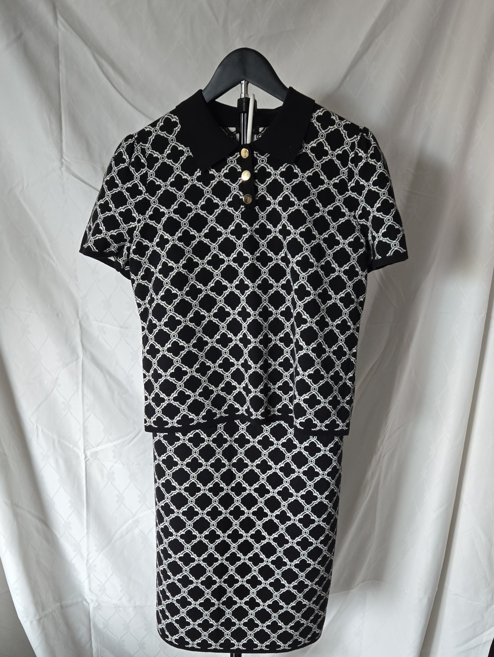 Talbots Black and White Chain-Link Pencil Skirt Set